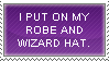 I put on my robe and wizard hat
